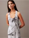 Calvin Klein Women's Chiffon Botanic Print T-back Maxi Dress In Antique