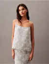 Calvin Klein Women's Chiffon Botanic Print Tank Top In Grey Floral