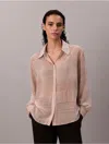 Calvin Klein Women's Chiffon Printed Classic Button-down Shirt In Neutral