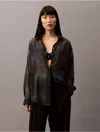 Calvin Klein Women's Chiffon Printed Relaxed Button-down Shirt