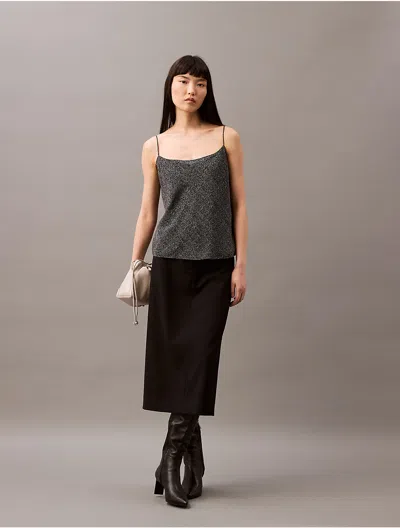 Calvin Klein Women's Chiffon Printed Relaxed Camisole In Black Beauty