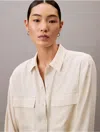 Calvin Klein Women's Chiffon Relaxed Button-down Shirt In White
