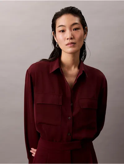 Calvin Klein Women's Chiffon Relaxed Button-down Shirt