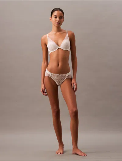 Calvin Klein Women's Ck Black Floral Lace Bikini In Chalk
