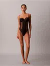Calvin Klein Women's Ck Black Floral Lace Bodysuit