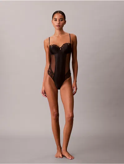 Calvin Klein Women's Ck Black Floral Lace Bodysuit