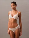 Calvin Klein Women's Ck Black Floral Lace Plunge Bra In White