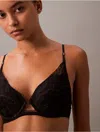 Calvin Klein Women's Ck Black Floral Lace Push Up Plunge Bra
