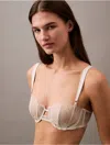 Calvin Klein Women's Ck Black Floral Lace Unlined Balconette Bra
