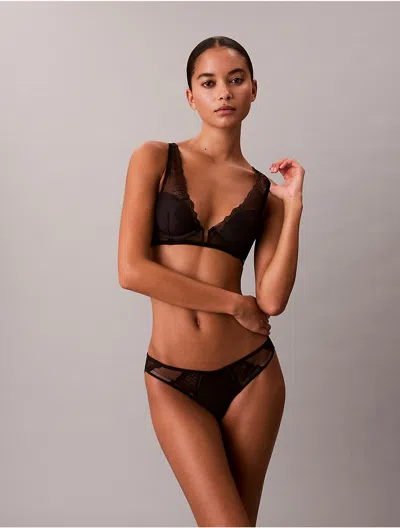 Calvin Klein Women's Ck Black Geo Lace Lightly Lined Plunge Bra