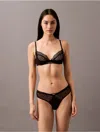 Calvin Klein Women's Ck Black Geo Lace Thong