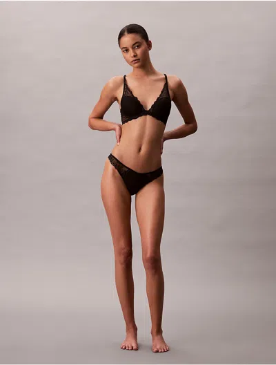 Calvin Klein Women's Ck Black Geo Lace Thong