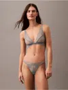 Shop Calvin Klein Women's Ck Black Geo Lace Unlined Triangle Bra In Lead