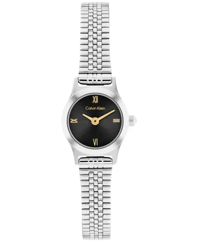 Calvin Klein Women's Ck Contemporary Silver Tone Stainless Steel Bracelet Watch, 18mm In Black
