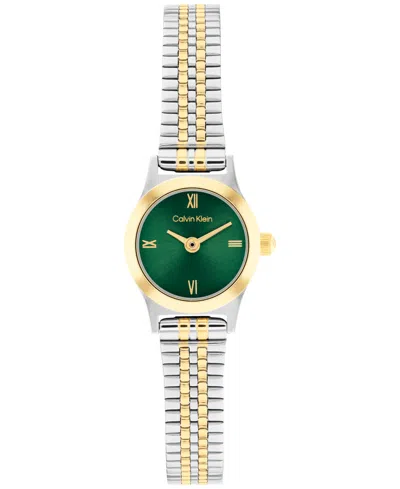 Calvin Klein Women's Ck Contemporary Two Tone Stainless Steel Bracelet Watch, 18mm In Blue
