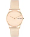 Calvin Klein Women's Ck Feel Carnation Gold-tone Stainless Steel Mesh Watch 30mm In Carnation