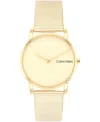 Calvin Klein Women's Ck Feel Gold-tone Stainless Steel Mesh Watch 30mm In Gold