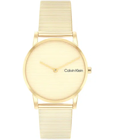 Calvin Klein Women's Ck Feel Gold-tone Stainless Steel Mesh Watch 30mm
