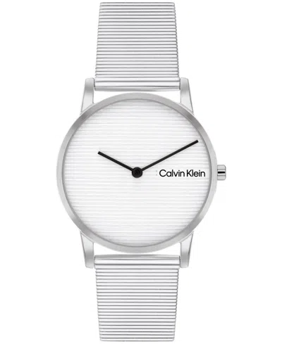 Calvin Klein Women's Ck Feel Stainless Steel Mesh Watch 30mm In Metallic