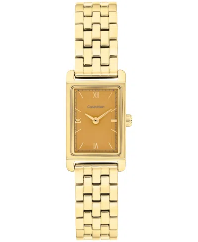 Calvin Klein Women's Ck Light Gold Tone Stainless Steel Bracelet Watch, 16mm In Orange