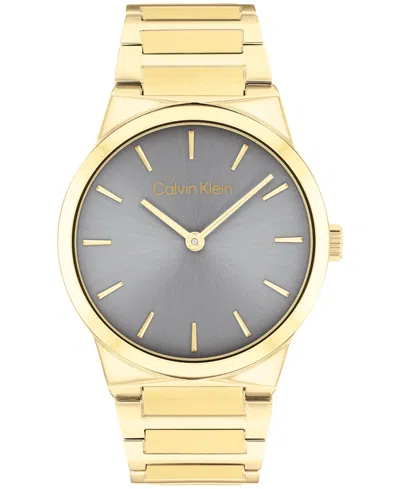 Calvin Klein Women's Ck Linear Elegance Gold Tone Stainless Steel Bracelet Watch, 36mm