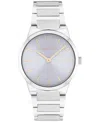 Calvin Klein Women's Ck Linear Elegance Silver Tone Stainless Steel Bracelet Watch, 32mm