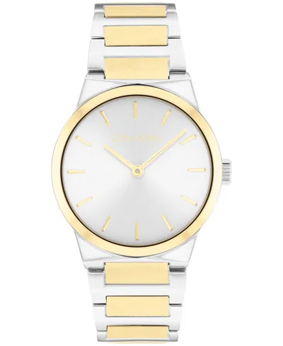 Calvin Klein Women's Ck Linear Elegance Two-tone Bracelet Watch, 35mm In Two Tone