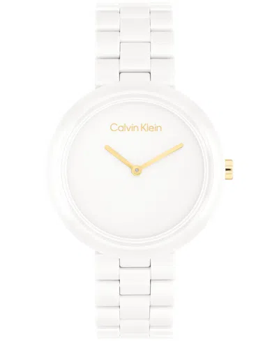 Calvin Klein Women's Ck Pure White Ceramic Watch Bracelet, 44mm