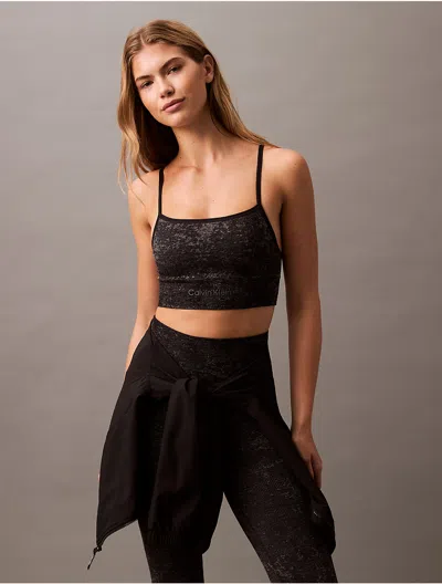 Calvin Klein Women's Ck Sport Seamless Print Sports Bra In Black Beauty