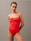 Shop Calvin Klein Women's Ck Structured Twist Bandeau Swimsuit