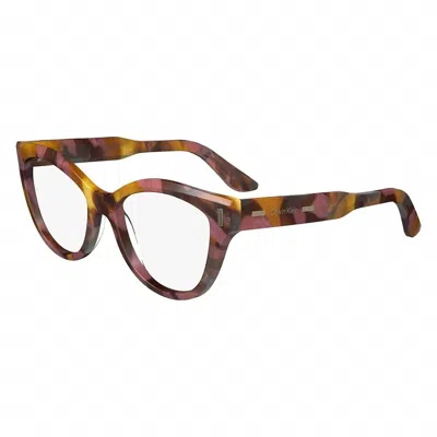 Calvin Klein Women's Ck23541 663 Cat Eye Eyeglasses In Rose Havana In Brown