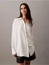 Calvin Klein Women's Classic Button-down Tunic Shirt In White