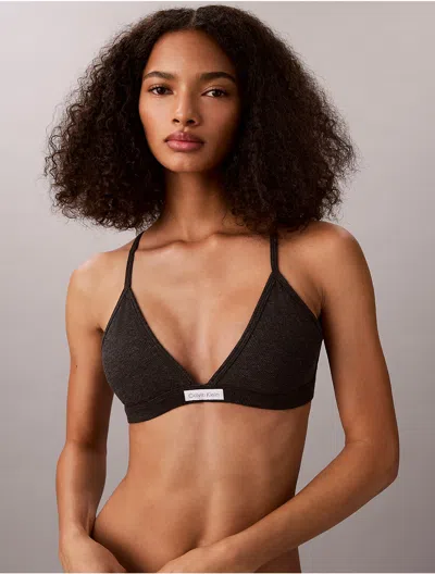 Calvin Klein Women's Classic Comfort Cozy Waffle Lightly Lined Triangle Bra In Charcoal Heather