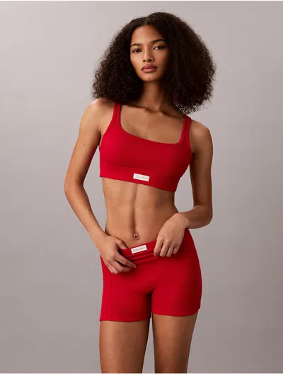 Calvin Klein Women's Classic Comfort Cozy Waffle Shorts In Red