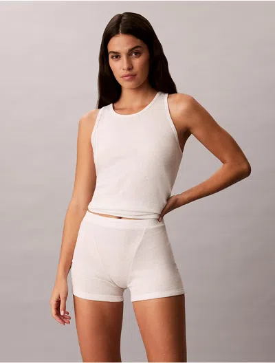 Calvin Klein Women's Classic Comfort Cozy Waffle Tank Top In White