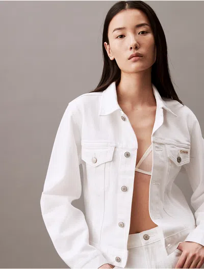Calvin Klein Women's Classic Denim Trucker Jacket In Classic White