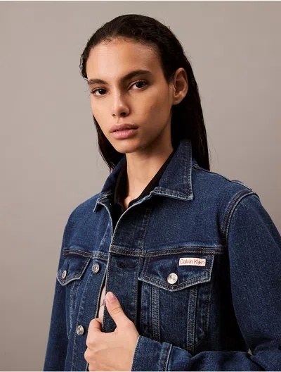 Calvin Klein Women's Classic Denim Trucker Jacket In Pacifico