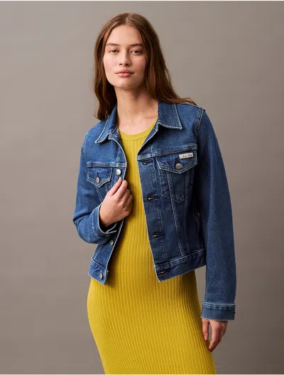 Calvin Klein Women's Classic Trucker Jacket In Runaway Blue