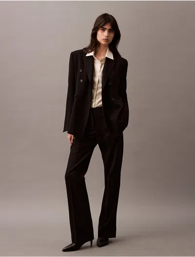 Calvin Klein Women's Classic Wool Gabardine Trouser In Black Beauty