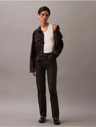 Calvin Klein Women's Coated High Rise Straight Fit Jeans In Brown