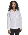 Calvin Klein Women's Collared Button-front Cotton Shirt In White