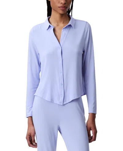 Calvin Klein Women's Collared Button-front Sleep Shirt Qs7475 In Saltwater
