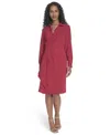 Calvin Klein Women's Collared Long-sleeve A-line Dress In Red