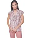 Calvin Klein Women's Collared Ruffle Front Blouse In Multi