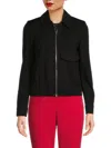Calvin Klein Women's Collared Zip Jacket In Black