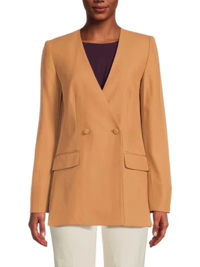 Calvin Klein Women's Collarless Blazer In Luggage