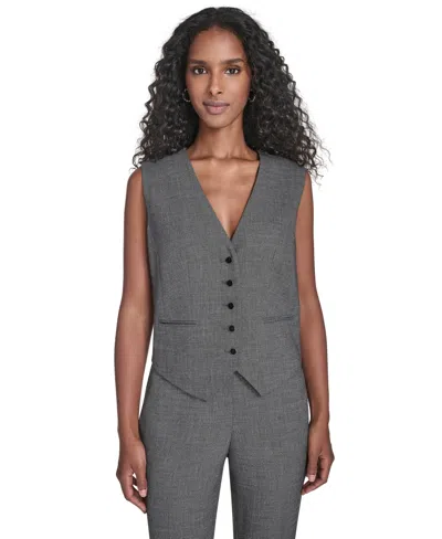 Calvin Klein Women's Collarless Sleeveless Vest In Gray
