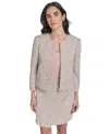 Calvin Klein Women's Collarless Textured Open-front Jacket In Gray