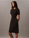 Calvin Klein Women's Compact Stretch Crepe Shift Dress In Black Beauty