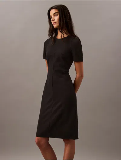 Calvin Klein Women's Compact Stretch Crepe Shift Dress In Black Beauty